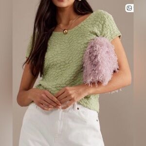 NWT Anthropologie Maeve Socialite Popcorn Tee in Green